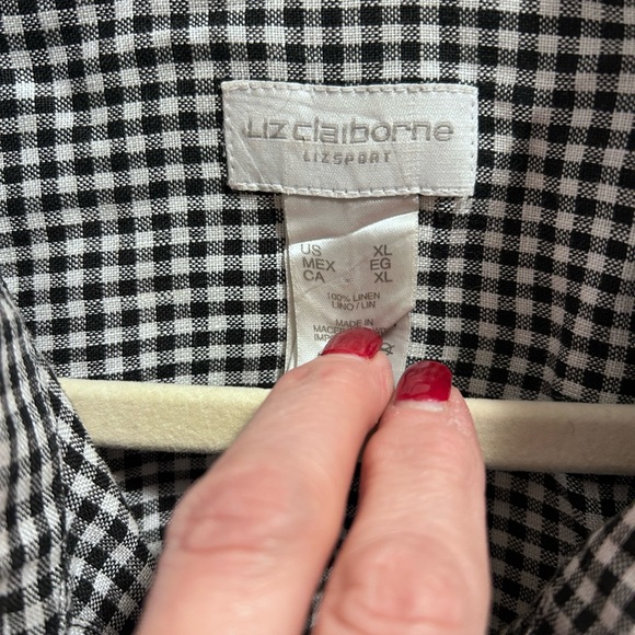 Liz Claiborne Black and White Gingham Shirt XL - Picture 2 of 7